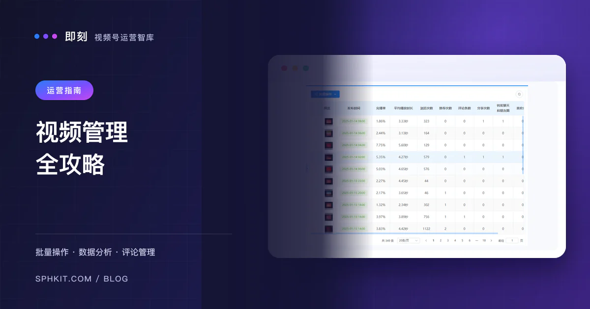 视频号视频管理全攻略 - 批量操作与数据分析实战指南