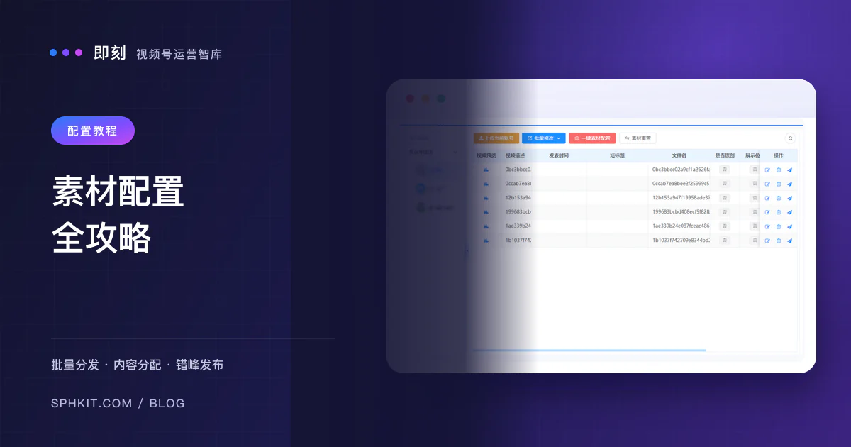 视频号素材配置全攻略 - 批量分发与错峰发布完整指南